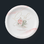 Pink Flowers It's a Girl Cute Baby Shower Paper Plate<br><div class="desc">Pink flowers and pampas grass baby shower paper plates - It's a Girl</div>