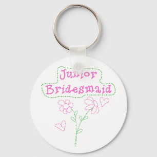 Pink Flowers Junior Bridesmaid Keychain
