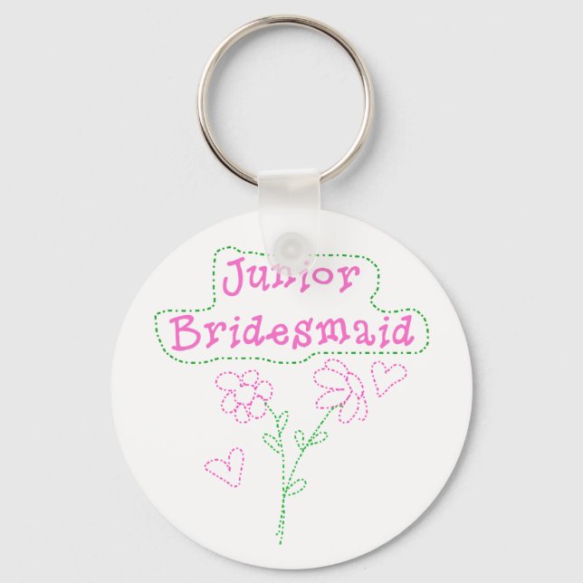 Pink Flowers Junior Bridesmaid Keychain (Front)