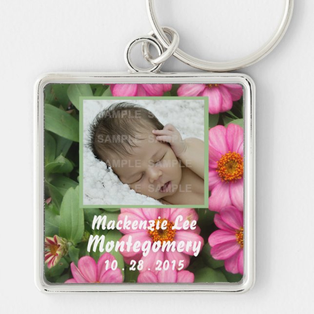 Pink Flowers Keychain (Front)