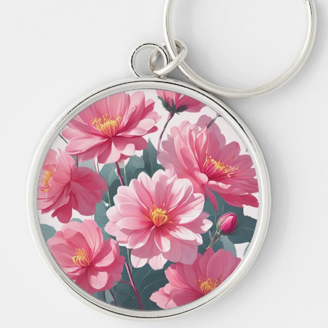 Pink Flowers Keychain (Front)