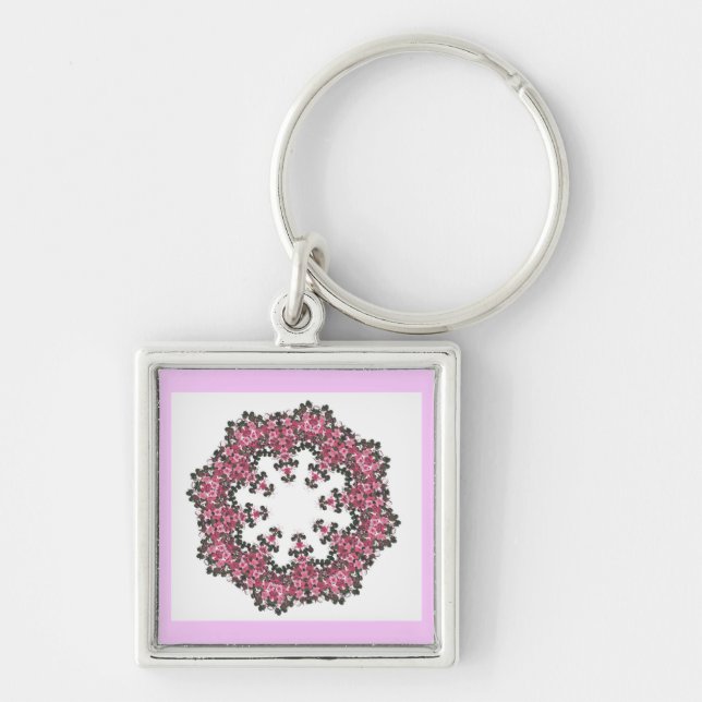 Pink Flowers Keychain (Front)