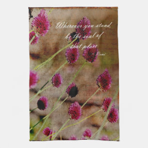 Pink Flowers Kitchen Towel