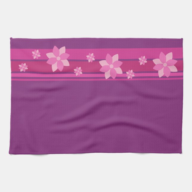 Pink Flowers Kitchen Towel (Horizontal)