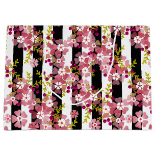 Pink flowers large gift bag