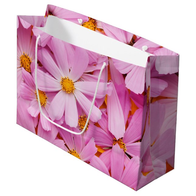 Pink Flowers Large Gift Bag (Front Angled)