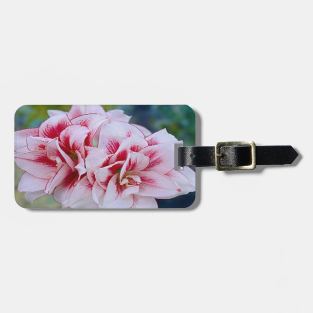 Pink Flowers Luggage Tag (Front Horizontal)