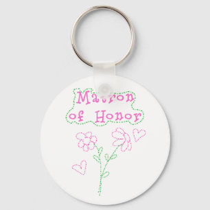 Pink Flowers Matron of Honour Keychain
