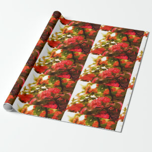 Pink Flowers Matte Wrapping Paper