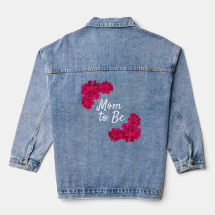 Pink Flowers Mom to Be Denim Jacket