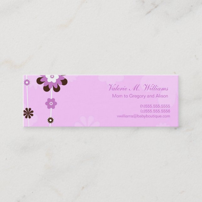 Pink Flowers Mommy Cards (Front)