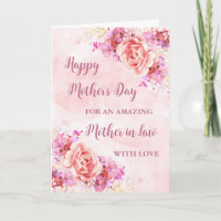 Pink Flowers Mother in Law Happy Mother's Day Card