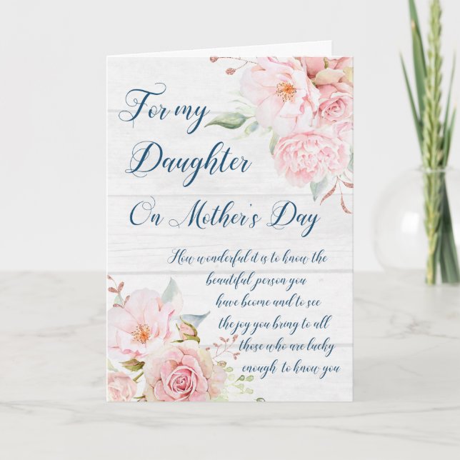 Pink Flowers Mother's Day Daughter Card (Front)