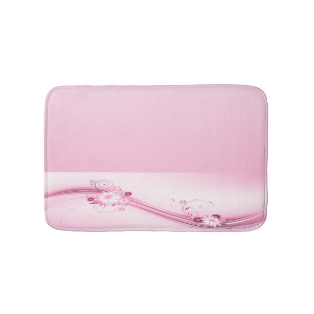 Pink Flowers n Waves Bath Mat (Front)