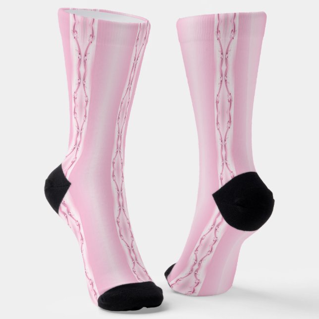 Pink Flowers n Waves Socks (Angled)