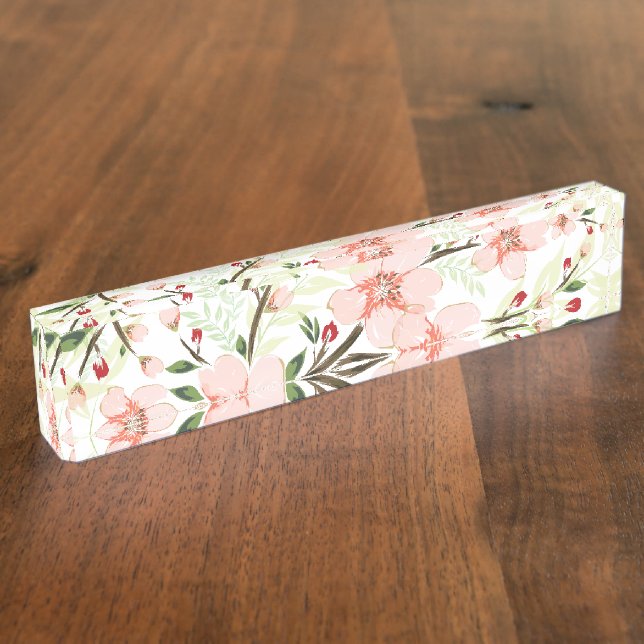 Pink flowers nameplate (Side)