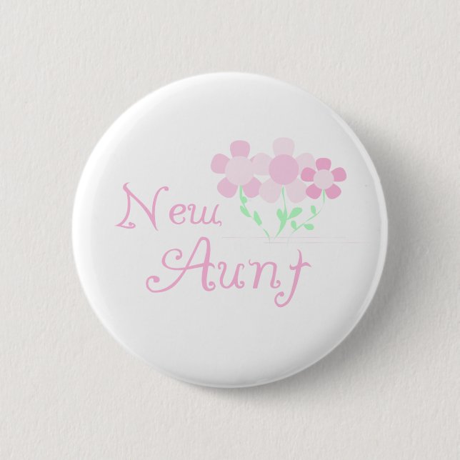 Pink Flowers New Aunt 2 Inch Round Button (Front)