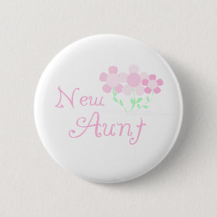 Pink Flowers New Aunt 2 Inch Round Button