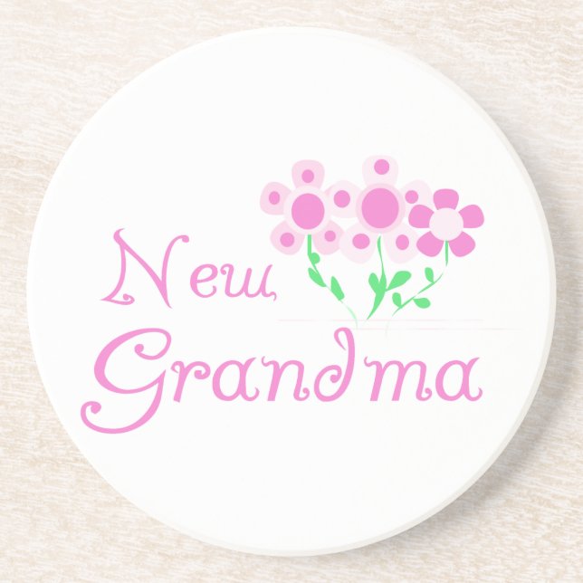 Pink Flowers New Grandma Gifts Coaster (Front)