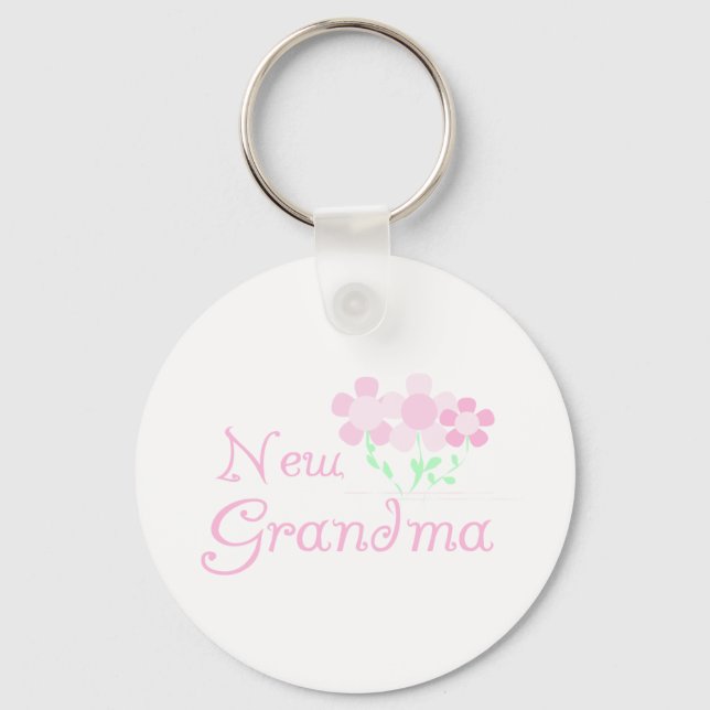 Pink Flowers New Grandma Keychain (Front)