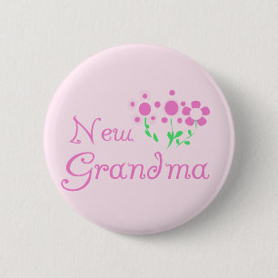 Pink Flowers New Grandma Tshirts and Gifts 2 Inch Round Button