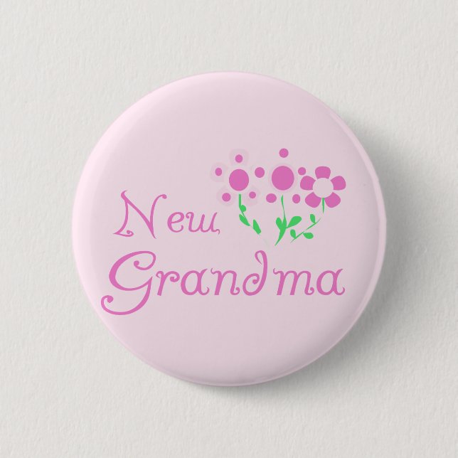 Pink Flowers New Grandma Tshirts and Gifts 2 Inch Round Button (Front)
