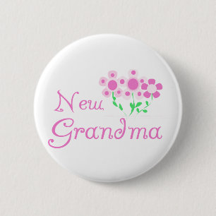 Pink Flowers New Grandma Tshirts and Gifts 2 Inch Round Button