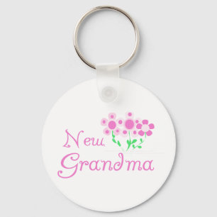 Pink Flowers New Grandma Tshirts and Gifts Keychain
