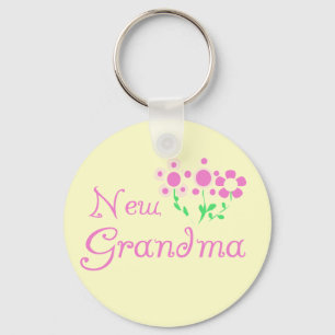 Pink Flowers New Grandma Tshirts and Gifts Keychain