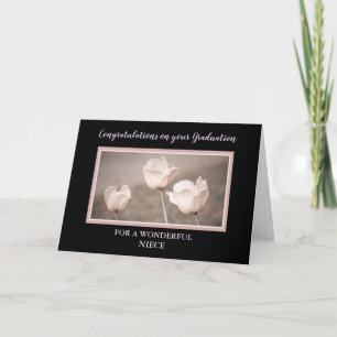 Pink Flowers Niece Congratulations Graduation Card