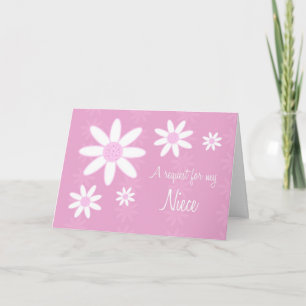Pink Flowers Niece Flower Girl Invitation Card