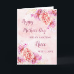 Pink Flowers Niece Happy Mother's Day Card<br><div class="desc">Happy Mother's Day card for niece with blush pink and purple vintage watercolor roses and lilacs and heartfelt verse.</div>
