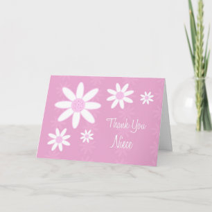 Pink Flowers Niece Thank You Flower Girl Card