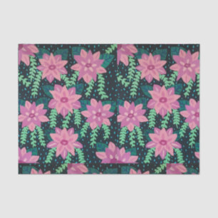 Pink Flowers on Black Canvas Print Tissue Paper