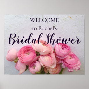 Pink flowers on handmade paper  poster