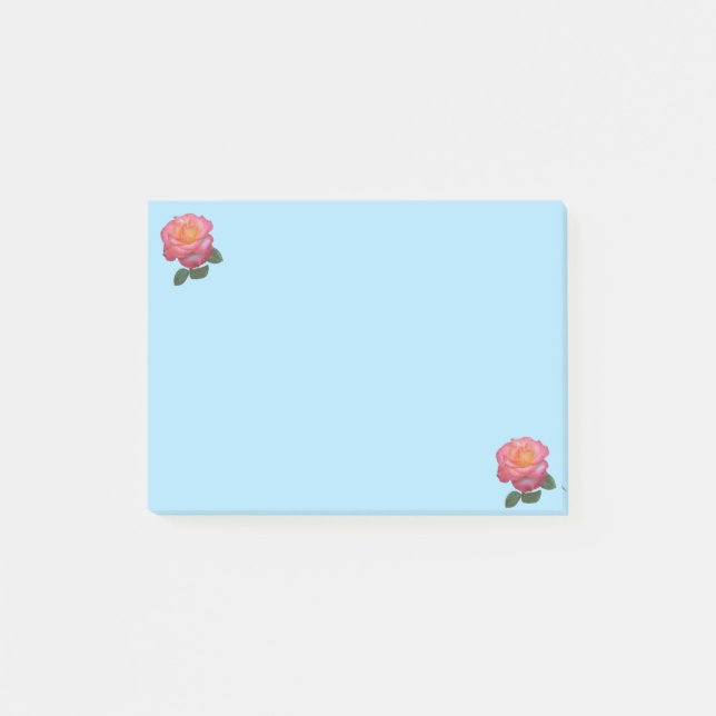 Pink Flowers on Light Blue Things To Do Post-it Notes (Front)