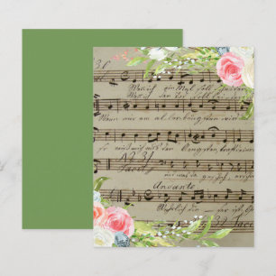 Pink Flowers On Music Scrapbook Paper