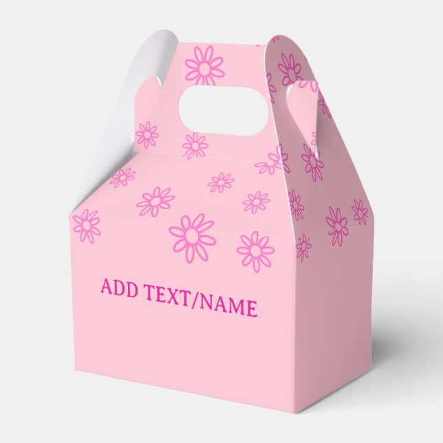 Pink Flowers on Pastel Pink Favor Box (Front Side)