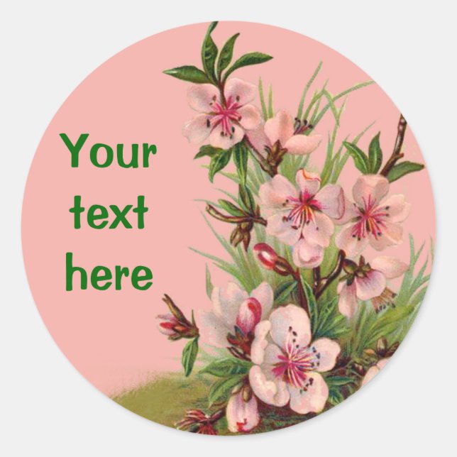 Pink Flowers on Pink Background Stickers (Front)