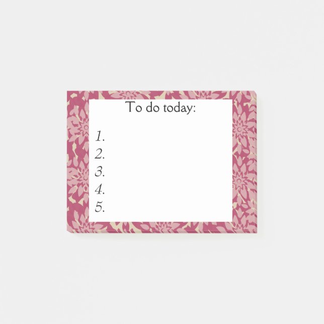 Pink Flowers on Red Post It Note (Front)