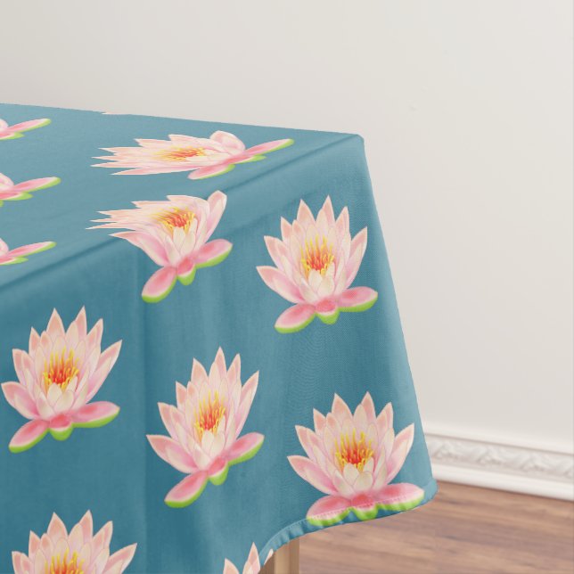 Pink Flowers on Teal Tablecloth (In Situ)