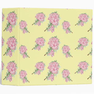 Pink flowers on yellow notebook binder