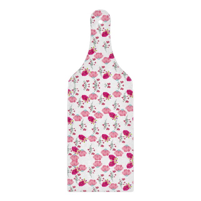 Pink Flowers Pattern Cutting Board (Front)