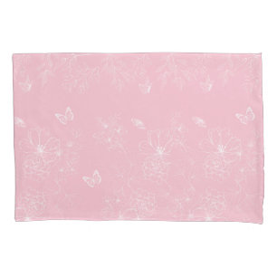 Pink Flowers Pattern, Floral, Pattern, Minimalist Pillowcase
