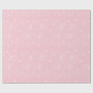 Pink Flowers Pattern, Floral, Pattern, Minimalist Wrapping Paper