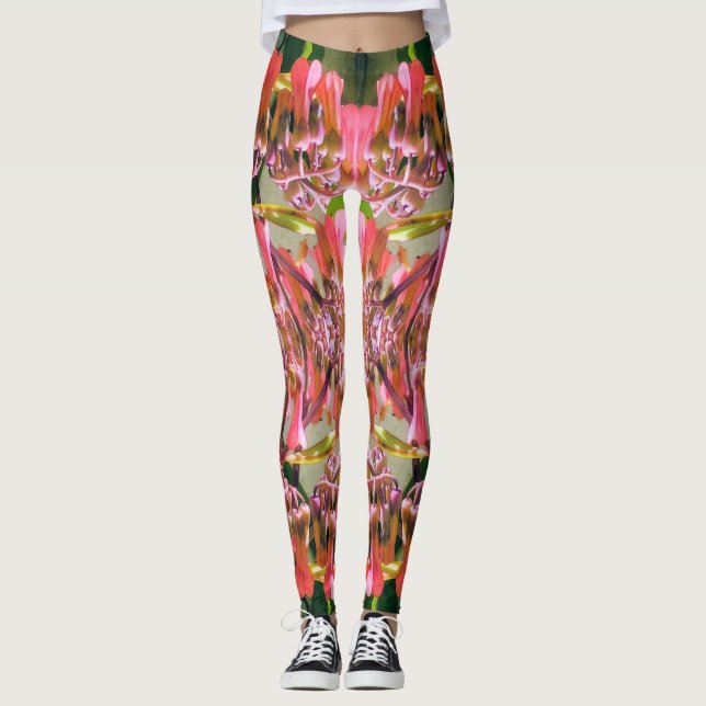 Pink Flowers Pattern Leggings (Front)