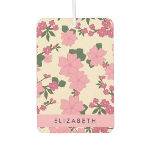 Pink Flowers, Pattern Of Flowers, Your Name Air Freshener