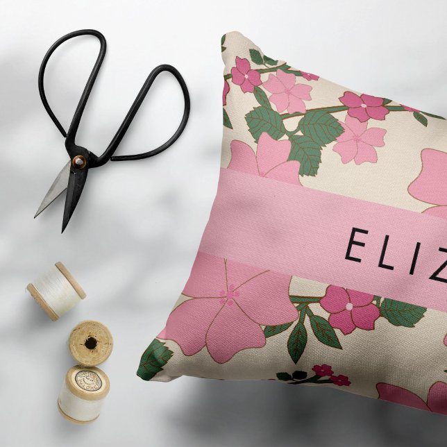 Pink Flowers, Pattern Of Flowers, Your Name Pillowcase (Creator Uploaded)