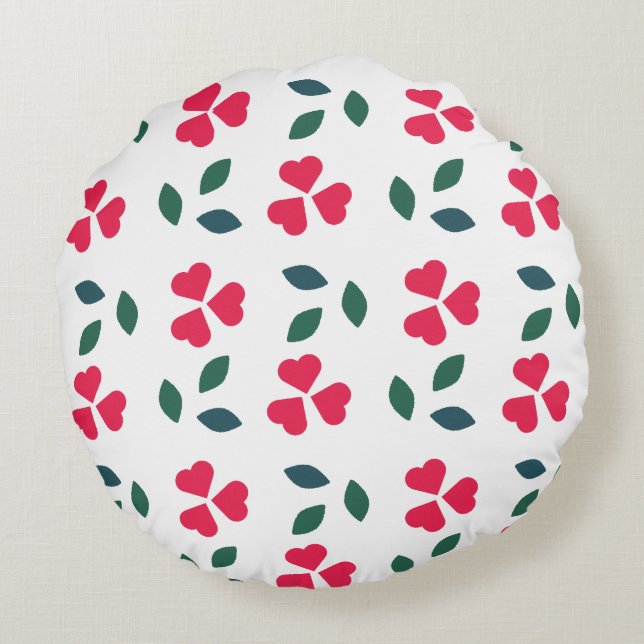 Pink Flowers Pattern Round Pillow (Back)