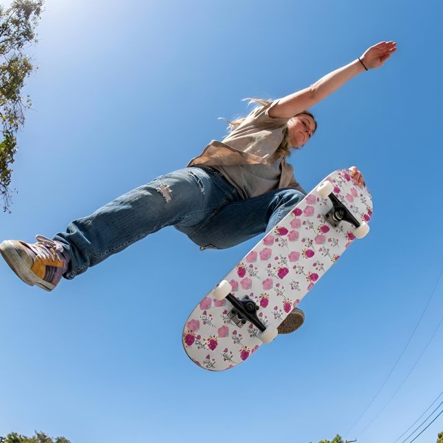 Pink Flowers Pattern Skateboard (Creator Uploaded)